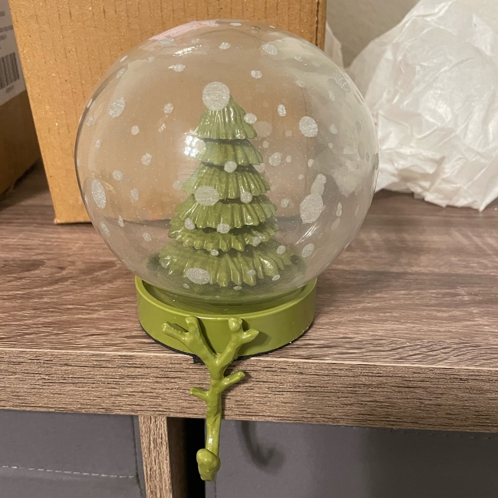 2 Anthropologie Snow Globe Stocking Holders